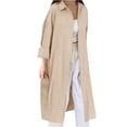 thumbnail image 1 of Ounisa Women's Long Sleeve Maxi Cardigans Casual Loose Open Front Cotton Linen Coat Cardigan Button Down Oversized Duster, 1 of 4