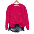 thumbnail image 1 of Ounisa Women's Long Sleeve Stylish Pullover Sweatshirt Casual Shiny Print Round Neck Top Everyday Wear Thin Hoodless Sweatshirt, 1 of 7