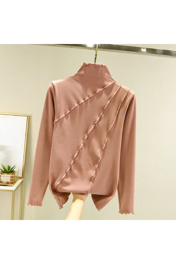 Women's Mock Turtle Neck Fleece Lined Long Sleeve Thermal Underwear T Shirt Tops Tee