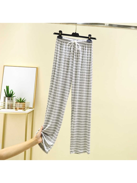 Women's Modal Stripe Lounge Pants, Straight Leg with Cooling Soft Fabric and Side Pockets for Sleepwear Comfort