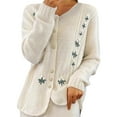 thumbnail image 1 of Ounisa Women's Outerwear Retro Round Neck Floral Embroidered Cardigan Sweaters Long Sleeve Button Down Cropped Sweater Jacket, 1 of 6