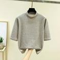 thumbnail image 1 of Ounisa Women's Oversized Crewneck Three-Quarter Short Sleeve Dropped Shoulder Pullover Spring Outfits, 1 of 9