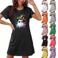 thumbnail image 1 of Ounisa Women's Pajamas Short Sleeve Halloween Ghost Printed Crewneck Nightdress Casual Loose Comfort Fashion Sleepwear, 1 of 5