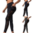 thumbnail image 1 of Ounisa Women's Plus Size Mesh Panel Yoga Leggings with Tummy Control, Breathable Stretchy Workout Pants for Running Gym Training, 1 of 9