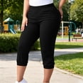 thumbnail image 1 of Ounisa Women's Plus Size Solid Pants with Pockets Casual Soft Breathable Lightweight Cropped Capris, 1 of 8
