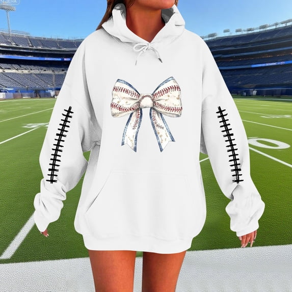 Ounisa Women's Print Hooded Sweatshirt Long Top With Long Sleeves And Pockets