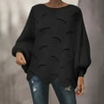 thumbnail image 1 of Ounisa Women's Pullover Batwing Sleeve Casual Oversized Stripe Pullover Jumper Tops Loose Long Sleeve Hollow Knit Sweaters, 1 of 7