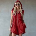 thumbnail image 1 of Ounisa Women's Solid Hooded Zip Sleeveless Short Jumpsuit Romper Soft Breathable Lightweight Casual Summer Cover Up, 1 of 7