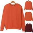 thumbnail image 1 of Ounisa Women's Solid Hoodless Long Sleeve Crew Neck Cropped Sweatshirt, Casual Short Pullover Top with Clean Classic Design for Everyday Wear, 1 of 3
