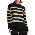 thumbnail image 1 of Ounisa Women's Striped Knit Oversized Fall Sweaters 2025 Trendy Clothes Crewneck Winter Pullover Sweater Side Split, 1 of 6