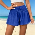 thumbnail image 1 of Ounisa Women's Summer Casual Fashion Solid Drawstring Elastic Waist Loose Culottes Shorts Flowy Breathable Lightweight Airy Shorts, 1 of 7