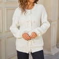 thumbnail image 1 of Ounisa Women's Tops Tie Front Bow Cardigan Sweaters Chunky Knit Long Puff Sleeve Trendy Fall Winter Jacket Coats Outerwear, 1 of 8