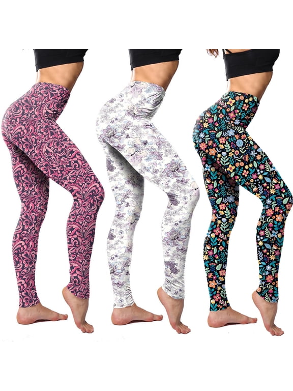 Women's Vintage Colorful Graffiti Print Leggings, Breathable Stretchy Tights with Artistic Random Pattern for Casual Active Style