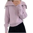 thumbnail image 1 of Ounisa Women's Zip Up Hooded Cardigan Sweater Knitted Drop Shoulder Fall Hoodies Outerwear, 1 of 2