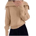 thumbnail image 1 of Ounisa Women's Zip Up Hooded Cardigan Sweater Knitted Drop Shoulder Fall Hoodies Outerwear, 1 of 2