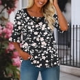 thumbnail image 1 of Ounisa Womens 1/2 Sleeve T Shirt Crew Neck Printed Flared Sleeve V Neck Ruched Summer Casual Stylish Tops XL-5XL, 1 of 6