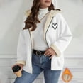thumbnail image 1 of Ounisa Womens 2025 Winter Fuzzy Fleece Jacket Hooded Color Block Patchwork Cardigan Coats Outerwear with Pockets, 1 of 8