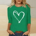 thumbnail image 1 of Ounisa Womens 3/4 Sleeve Crew Neck Valentine T Shirts Love Heart Printed Graphic Tee Tops, 1 of 5
