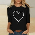 thumbnail image 1 of Ounisa Womens 3/4 Sleeve Crew Neck Valentine T Shirts Love Heart Printed Graphic Tee Tops, 1 of 5