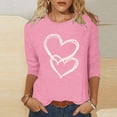 thumbnail image 1 of Ounisa Womens 3/4 Sleeve Crew Neck Valentine T Shirts Love Heart Printed Graphic Tee Tops, 1 of 5