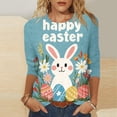 thumbnail image 1 of Ounisa Womens 3/4 Sleeve T Shirts Crew Neck Easter bunny Printed Loose Fit Pullover Casual Spring Festival Daily Wear Tops S-3XL, 1 of 5