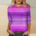 thumbnail image 1 of Ounisa Womens 3/4 Sleeve Tops Crew Neck Printed Loose Fit Soft Fabric Breathable 2026 Spring Daily Casual Comfortable Stylish Trendy Tees S-2XL, 1 of 5