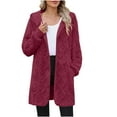 thumbnail image 1 of Ounisa Womens Cable Knit Hooded Long Cardigans Open Front Slouchy Cardigan Sweater Trench Coat Jacket with Pockets, 1 of 7