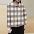 thumbnail image 1 of Ounisa Womens Casual Cuffed Long Sleeve Boyfriend Button Down Plaid Flannel Shirt Tops, 1 of 5