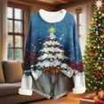 thumbnail image 1 of Ounisa Womens Christmas Crop Sweatshirt Funny Christmas Tree Snowflake Graphic Long Lantern Sleeve Round Neck Pullover Winter Coats Tops, 1 of 4