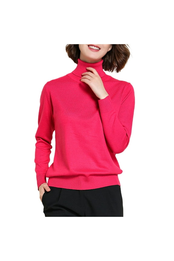 Womens Coats Tops Solid Basic Stretch Turtleneck Pullover Knit Sweater Outerwear Jackets