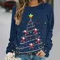 thumbnail image 1 of Ounisa Womens Crewneck Long Sleeve Sweatshirt Fall Winter Fashion Pullover Tops Casual Christmas Tree Lights Santa Claus Gifts Graphic Sweater Clothes Cute Trendy Work Outfits 2025, 1 of 6