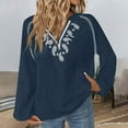 thumbnail image 1 of Ounisa Womens Embroidered Shirt Long Sleeve Cotton Blouse Boho V Neck Tops Fall Dressy Casual Loose Blouses, 1 of 8