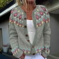thumbnail image 1 of Ounisa Womens Fair Isle Sweater Button Up Long Sleeve Cardigans Crew Neck Open Front Knit Vintage Sweater Coats, 1 of 4