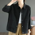 thumbnail image 1 of Ounisa Womens Fall Tops Cropped Ziper Jacket Blouse Lightweight Bomber Button Oversized Utility Casual Coats with Pockets, 1 of 4