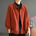 thumbnail image 1 of Ounisa Womens Fall Tops Cropped Ziper Jacket Blouse Lightweight Bomber Button Oversized Utility Casual Coats with Pockets, 1 of 4