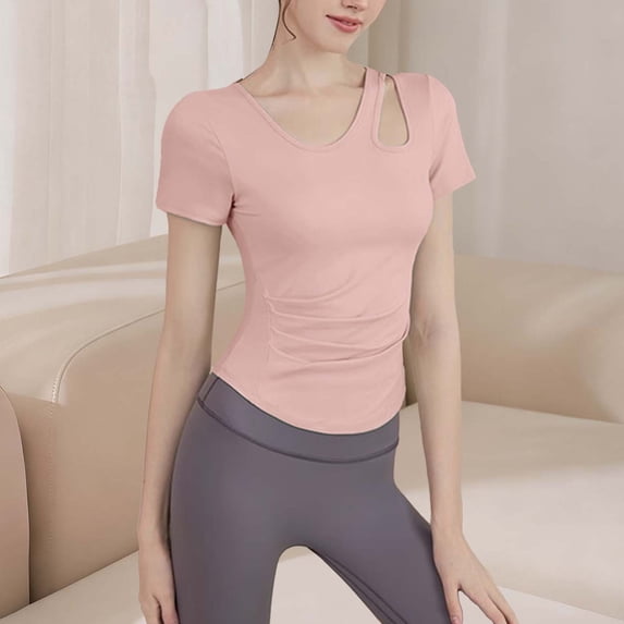 Ounisa Womens Fashion Fall Clothes One Piece Cutout Tops Long Sleeve Ribbed Slim Fitted Shirts Tee Tshirts