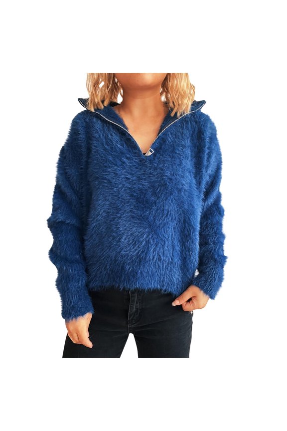 Womens Half Zip Fleece Pullover Fuzzy Oversized Sweatshirts Sherpa Polar Long Sleeve Hoodies with Pockets