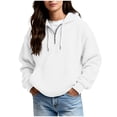 thumbnail image 1 of Ounisa Womens Hoodies Casual Long Sleeve Drawstring Waffle Pullover Tops Loose Hooded Sweatshirt with Pocket, 1 of 8