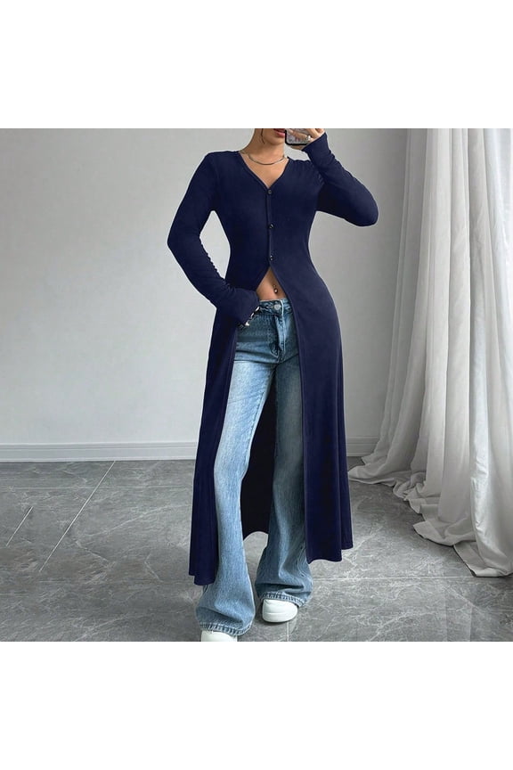 Womens Long Sleeve Cardigans Lightweight Ribbed Neckline Soft Knit Cardigan Sweater With Buttons
