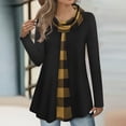 thumbnail image 1 of Ounisa Womens Long Sleeve Cowl Neck Warm Splicing Tunic Tops with Buttons, 1 of 3