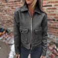 thumbnail image 1 of Ounisa Womens Long Sleeve Jacket Full Zip Up Stand Collar with Pockets Casual Batwing Lightweight Sweatshirts, 1 of 4