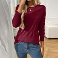 thumbnail image 1 of Ounisa Womens Long Sleeve Pullover Blouses Solid Color Simple Crew Neck Sweatshirt Tops Fashion Casual Relaxed Fit Base Shirt, 1 of 4