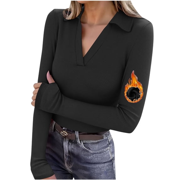 Ounisa Womens Long Sleeve Stretch Crewneck Ribbed T-Shirt Fitted Casual Basic Tops