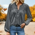 thumbnail image 1 of Ounisa Womens Long Sleeve V Neck Dressy Casual Elegant Velvet Tops Winter Fall Fashion 2025, 1 of 9