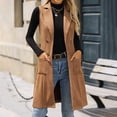 thumbnail image 1 of Ounisa Womens Long Suit Vest Cardigans Faux Suede Sleeveless Open Front Blazer Solid Color Fashionable Casual Retro temperament Coats Jackets Outerwear, 1 of 8