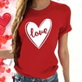 thumbnail image 1 of Ounisa Womens Lover Heart Graphic V Neck Shirt Valentines Funny Couple Matching Casual Short Sleeve Tee Tops, 1 of 7