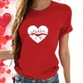 thumbnail image 1 of Ounisa Womens Lover Heart Graphic V Neck Shirt Valentines Funny Couple Matching Casual Short Sleeve Tee Tops, 1 of 7