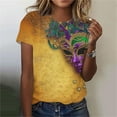 thumbnail image 1 of Ounisa Womens Mardi Gras Sweatshirts Carnival Sweatshirt Funny Mask Graphic Short Sleeve Shirts Fat Tuesday Pullover Top, 1 of 6