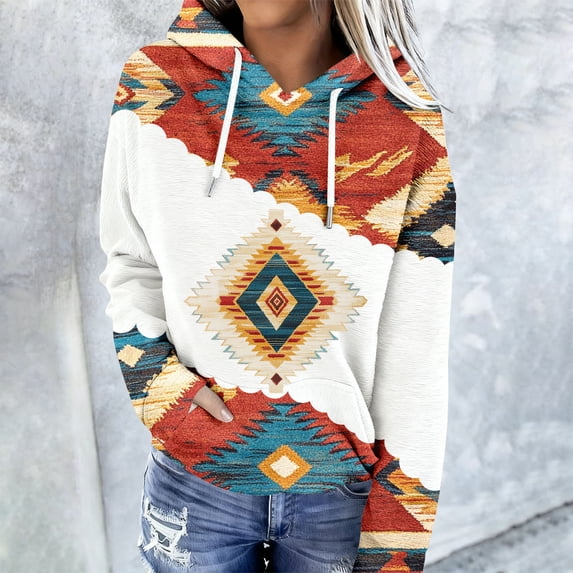 Ounisa Womens Oversized Hoodies Fleece Drawstring Retro Sweatshirts Fall Fashion Pullover Sweaters Winter Christmas Tree Santa Claus Heart Graphic Clothes