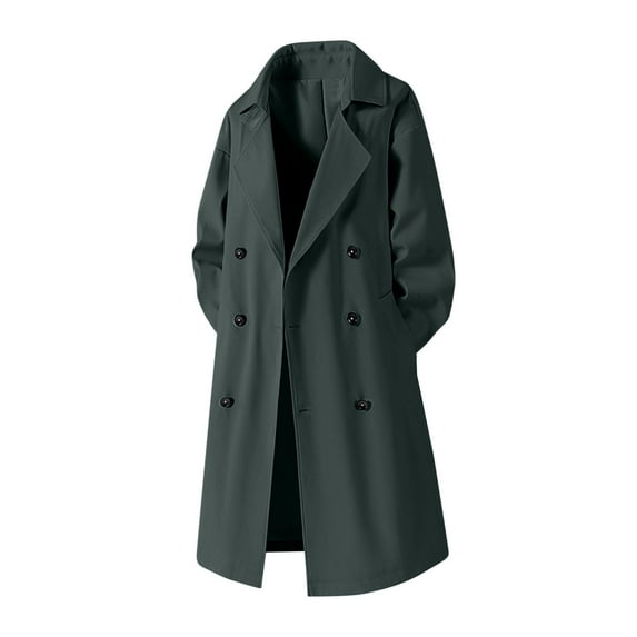 Ounisa Womens Oversized Long Trench Coat Double Breasted Lapel Solid Color Windproof Overcoat with Belt